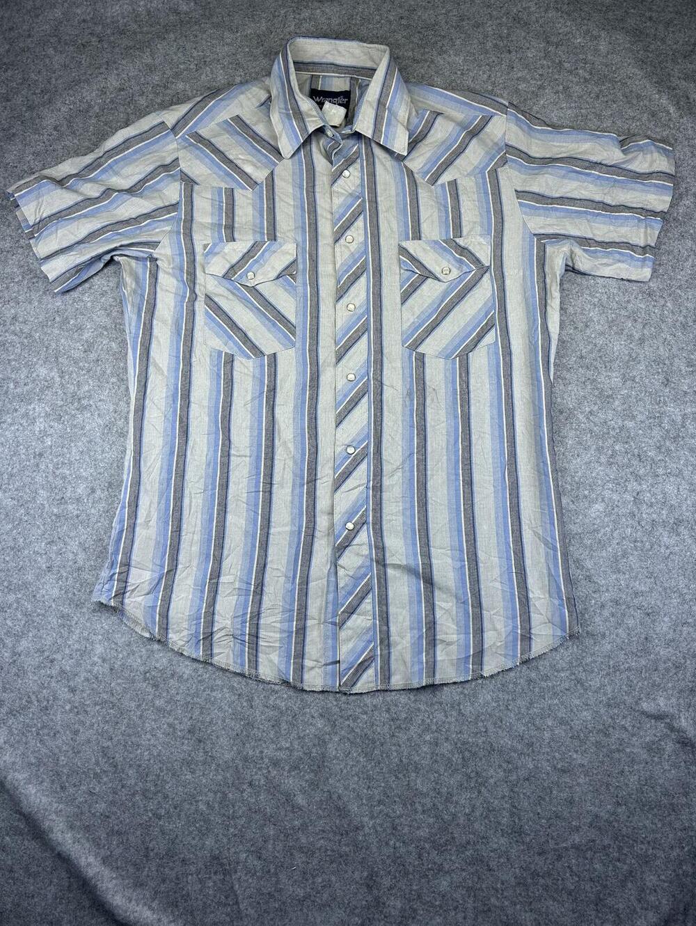Vintage Pearl Snap Wrangler Western Shirt Short Sleeve Men's M Cowboy Cut Farm